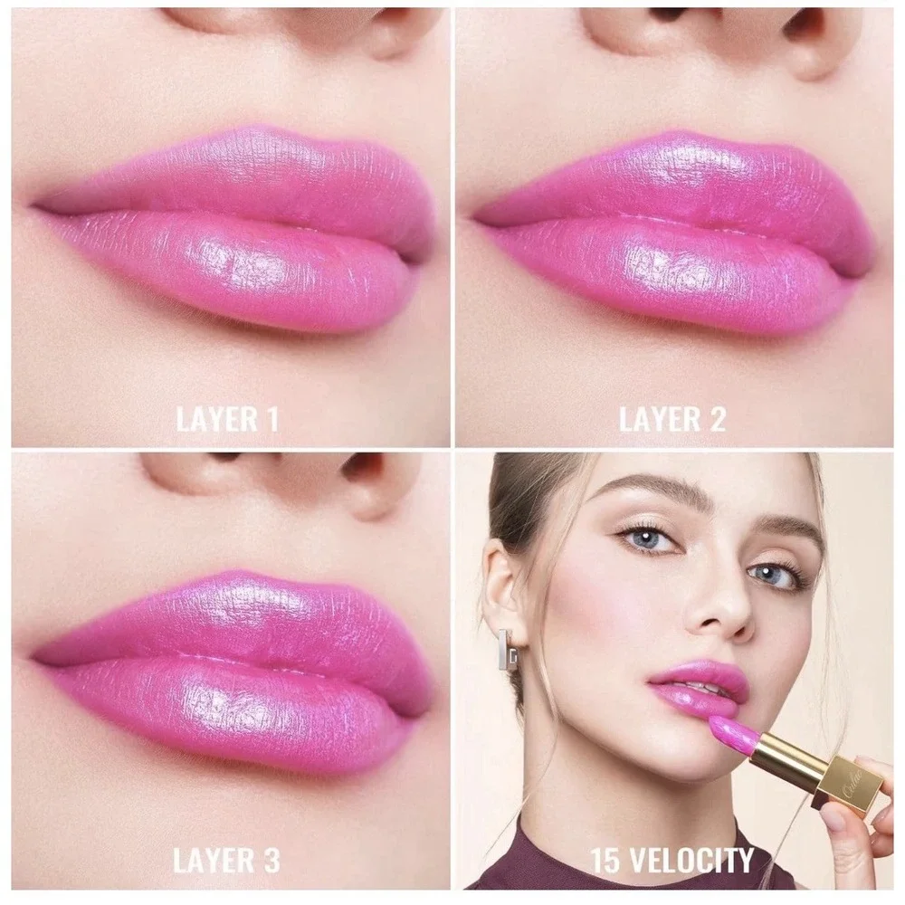 Oulac Lipstick Barbie Pink Metallic Velocity 3D Shine Lightweight Hydrating 15
